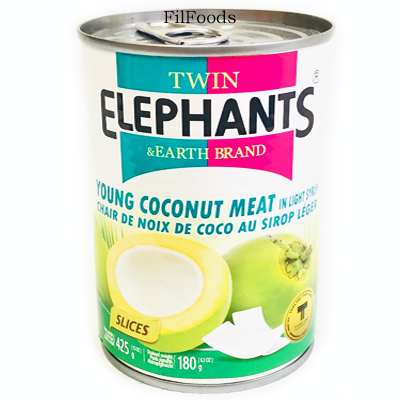 Twin Elephants Young Coconut Meat Slices in Light Syrup