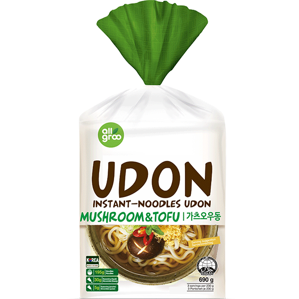 ALLGROO Udon Instant Noodles tofu & mushrooms
